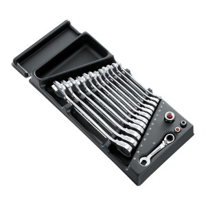 Moduł 12 kluczy oczkowych z grzechotką 8-19 mm