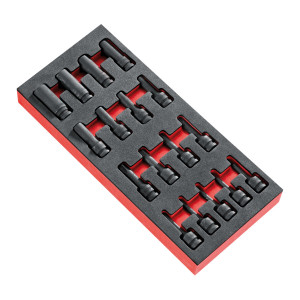 Moduł piankowy z 17 nasadkami udarowymi Torx 1/2"