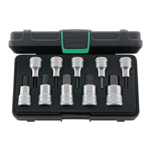 Zestaw 10 kluczy trzpieniowych 1/2", 6-kątnych 4-19 mm