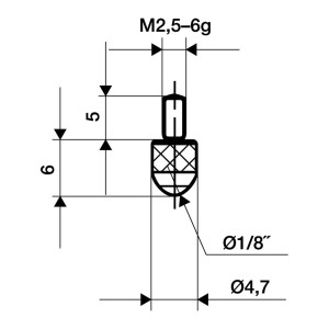 Końcówka pomiarowa dł. 6 mm kulista M2,5 węglik spiekany
