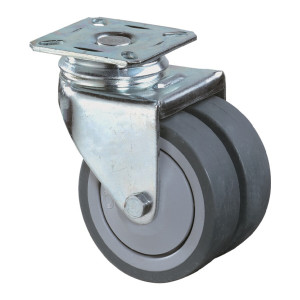 Podwójne kółko skrętne 50mm 60 kg bez ustalacza koła pełne szare