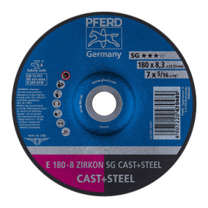 Ściernica tarczowa do zdzierania E 180-8 ZIRKON SG CAST+STEEL