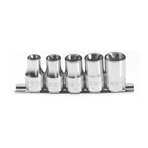 Zestaw 5 kluczy nasadowych 1/2" Torx na szynie E12-E20