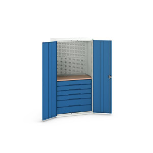 Szafa verso z drzwiami skrzydłowymi 6 szuflad, tylna ścianka i blat roboczy 1050x550x2000mm