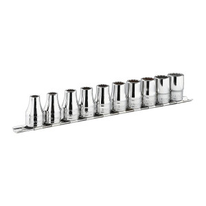 Zestaw 13 kluczy nasadowych 6-kątnych 1/4" na szynie 3,2-14 mm