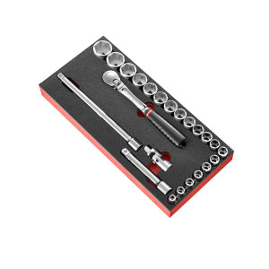Moduł piankowy z kluczami nasadowymi 1/2” 6-kątnymi MODM.SL161-36 Facom