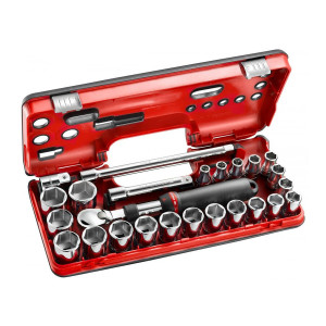 Zestaw 21 nasadek 1/2"-3/4" z grzechotką i przedłużkami, 10 - 32 mm SXL.DBOX2 FACOM