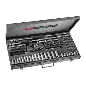 Zestaw nasadek 3/8" - 6 i 12-kątnych, 58 elementów, 7 - 24 mm J.451EP FACOM