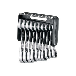 Zestaw 10 krótkich kluczy oczkowo-płaskich grzechotkowych w etui, 7 - 17 mm 467BS.JP10PB FACOM