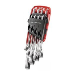 Zestaw 8 kluczy oczkowo-płaskich z grzechotkami, 5/16"-3/4" 467.JPU8 FACOM