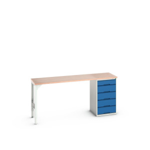 Stół warsztatowy systemowy (multiplex) z szafką 5 szuflad 2000x600x930 mm bott