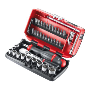 Zestaw nasadowy 1/4", 12-kątne calowe z grzechotką serii L, 7/32"-9/16"