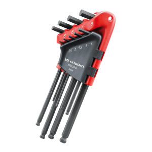 Zestaw kluczy trzpieniowych zagiętych 6-kątnych w etui długie z kulką 1,5-8 mm