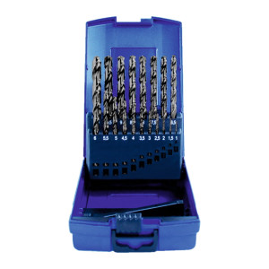 Zestaw 19 wierteł walcowanych HSS do metalu w kasecie plastikowej 1-10 mm