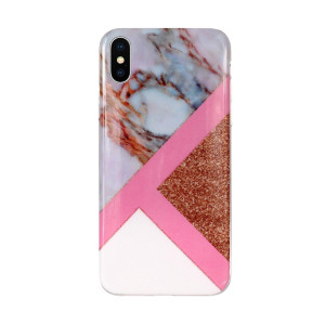 Etui do iPhone X/XS silikonowe brokatowe marmurowe białe