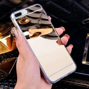 Silikonowe etui Iphone 7 Plus / 8 Plus miękki case LUSTRO miękka obudowa, mirror case - ZŁOTY