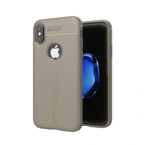 Etui do iPhone X/XS pancerne szare elastyczne jak skórzane
