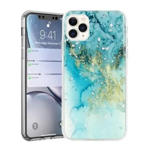 Silikonowe cienkie etui zielono-turkusowy marmurek do IPhone 11 Pro Max
