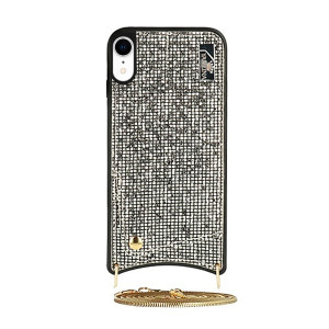Eleganckie błyszczące etui torebka do IPhone XR - Srebrne
