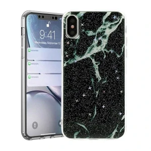 Silikonowe cienkie etui czarny marmurek do IPhone XS Max