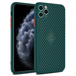 Etui do iPhone 12 Pro oddychające nowoczesne, bez osłony na aparat, zielone