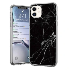 Etui do iPhone 11 eleganckie żelowe marmurkowe - czarne