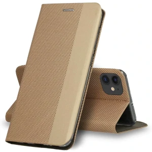 Etui do iPhone 12 Mini eleganckie stylowe z klapką, złote