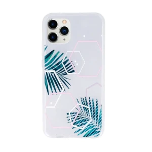 Etui do iPhone 11 Pro Max transparentne nowoczesne z liśćmi palmowymi