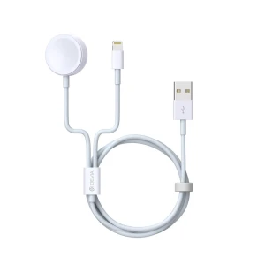 Ładowarka USB - 2w1 do Apple Watch oraz Lightning, biała