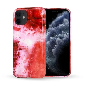 Etui do iPhone 12 Mini marmurkowe czerwono-białe