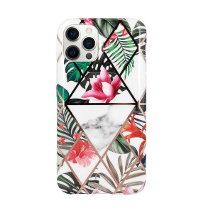 Etui do iPhone 12 Pro egzotyczne kwiaty i liście złote wzory