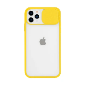 Etui do iPhone 11 Pro z ruchomą ochroną aparatu silikonowe żółte