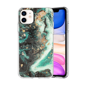 Etui do iPhone 12 Mini marmurkowe błyszczące z brokatem
