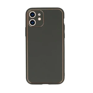 Etui do iPhone 11 minimalistyczne ze złotą ramką, grafitowe