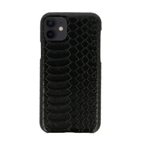 Etui do iPhone 12 stylowe eleganckie wężowa skóra, czarne