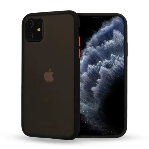 Etui do iPhone 12 półprzeźroczyste matowe z ochroną aparatu, czarne