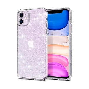 Etui do iPhone 11 z brokatem cienkie przeźroczyste glitter, ochrona obiektywu