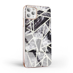 Etui do iPhone 11 Pro czarna mozaika marmur ze złotem