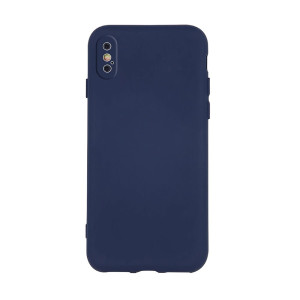 Etui do iPhone X/XS silikonowe z mikrofibrą soft touch, granatowe