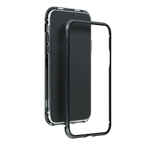 Obudowa do iPhone 11 Pro Max podwójna szyba i aluminium 360° przód + tył magnetyczna, czarna