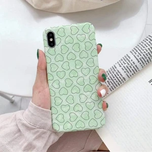 Etui do iPhone XS Max eleganckie zielone serduszka