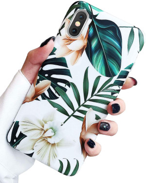 Etui do iPhone XS Max białe w egzotyczne kwiaty