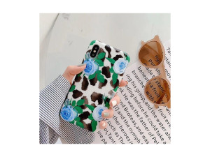 Etui do iPhone X/XS białe z kwiatami niebieskie róże