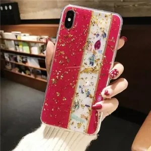 Etui do iPhone XS Max czerwone ze złotymi ozdobami