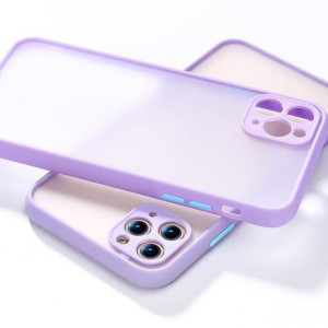 Etui do iPhone 11 Pro półprzeźroczyste matowe z ochroną aparatu, fioletowe