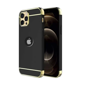 Etui do iPhone 11 Pro eleganckie cienkie ze zdobieniami i widocznym logo, czarne