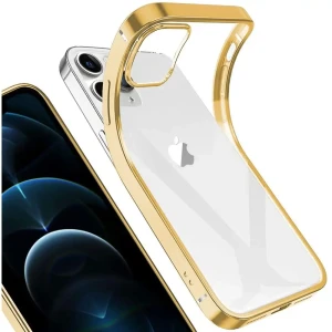 Etui do iPhone 12 Mini JETech Simple Metallic Gold, przeźroczyste z ramką w kolorze złota