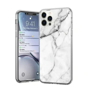 Etui do iPhone 12 Pro Max marmurkowe eleganckie biało-czarne