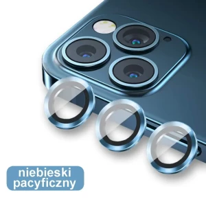 Metalowa osłona obiektywów szkło na aparat iPhone 12 Pro Max niebieski pacyficzny