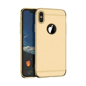 Etui do iPhone X/XS eleganckie cienkie ze zdobieniami i widocznym logo, złote